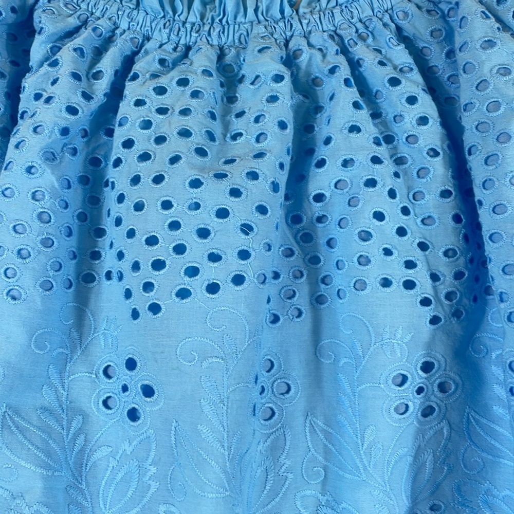 Melissa Odabash Francesca Top Size S Cornflower Blue Boho Eyelet Top EUC - Picture 3 of 11